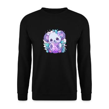 Kawaii Koala trinkt Boba Bubble Tea Chibi - Unisex Pullover - Schwarz - Vorne - Alina (178cm) & Michal (187cm)