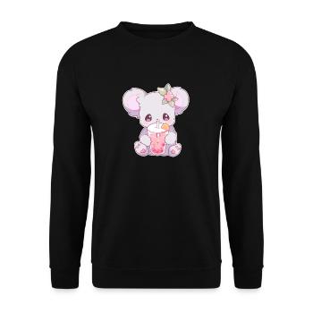 Kawaii Koala trinkt Boba Bubble Tea Chibi - Unisex Pullover - Schwarz - Vorne - Alina (178cm) & Michal (187cm)