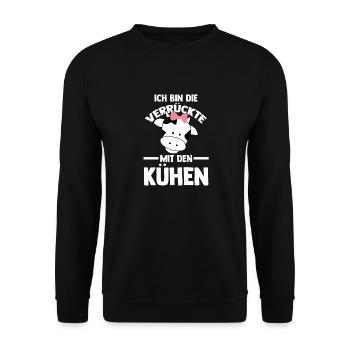 Kuh Bauernhof Kuhbauer Landwirt Rind Kühe - Unisex Pullover - Schwarz - Vorne - Alina (178cm) & Michal (187cm)