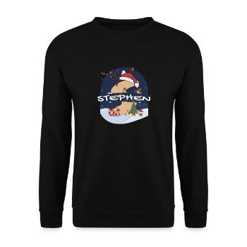 Génial Stephen nom w chapeau de père Noël dans le thème de Noël - Sweat-shirt Unisexe - noir - Devant - Alina (178cm) & Michal (187cm)
