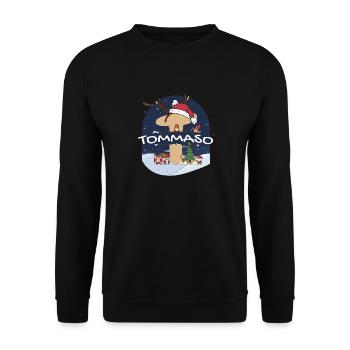 Génial Tommaso nom w chapeau de père Noël dans le thème de Noël - Sweat-shirt Unisexe - noir - Devant - Alina (178cm) & Michal (187cm)