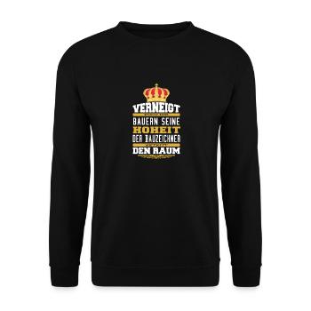 Witziges Bauzeichner T-shirt Geschenk - Unisex Pullover - Schwarz - Vorne - Alina (178cm) & Michal (187cm)