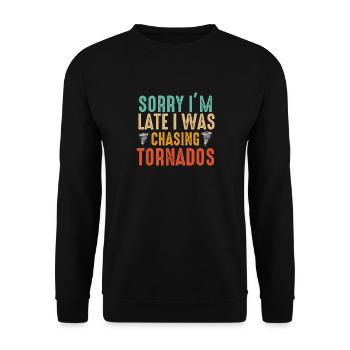 Tornado Chaser Sturm jagt Männer Frauen Kinder - Unisex Pullover - Schwarz - Vorne - Alina (178cm) & Michal (187cm)