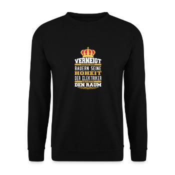 Witziges Elektriker T-shirt Geschenk Elektriker - Unisex Pullover - Schwarz - Vorne - Alina (178cm) & Michal (187cm)