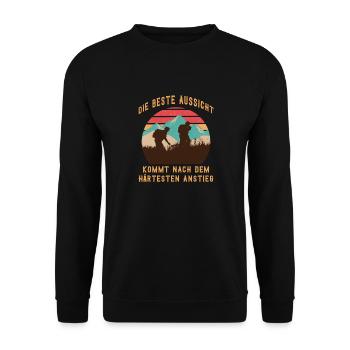 Bergsteiger Wandern Klettern Outdoor Fans Wandern - Unisex Pullover - Schwarz - Vorne - Alina (178cm) & Michal (187cm)