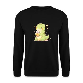 Kawaii Dinosaure Boissons Boba Bubble Tea Chibi - Sweat-shirt Unisexe - noir - Devant - Alina (178cm) & Michal (187cm)