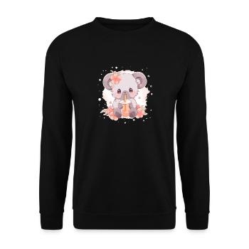 Kawaii Koala trinkt Boba Bubble Tea Chibi - Unisex Pullover - Schwarz - Vorne - Alina (178cm) & Michal (187cm)