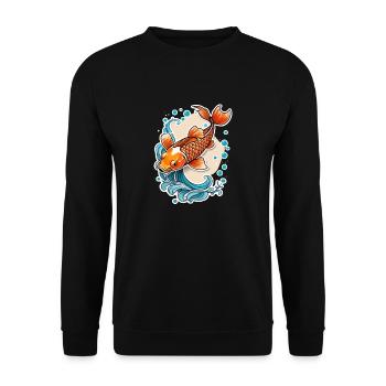 carpe koi - poisson japon - Sweat-shirt Unisexe - noir - Devant - Alina (178cm) & Michal (187cm)