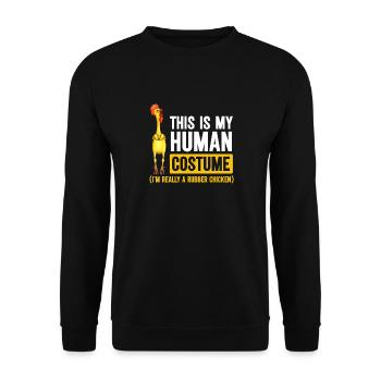 Rubber Chicken Costume Toy Rubber Chicken - Unisex Sweatshirt - black - Front - Alina (178cm) & Michal (187cm)