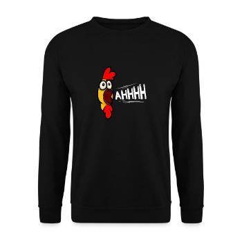 Rubber Chicken Costume Toy Rubber Chicken - Unisex Sweatshirt - black - Front - Alina (178cm) & Michal (187cm)