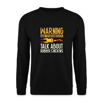 Rubber Chicken Costume Toy Rubber Chicken - Unisex Sweatshirt - black - Front - Alina (178cm) & Michal (187cm)