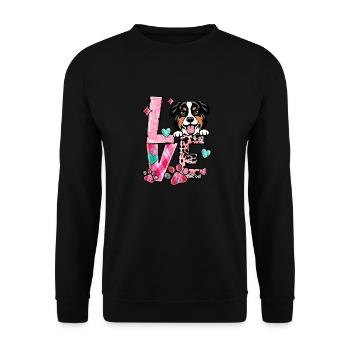 Australian Shephard Dog I Love My Dog Valentines D - Unisex Sweatshirt - black - Front - Alina (178cm) & Michal (187cm)
