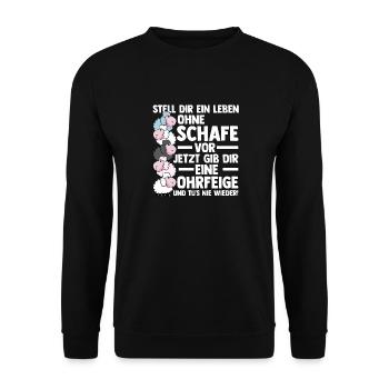 Schaf Schäfer Schäferei Bauer Landwirt Bauernhof S - Unisex Pullover - Schwarz - Vorne - Alina (178cm) & Michal (187cm)