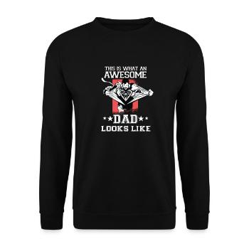 Funny father day outfit for dads and bonus dads - Unisex Sweatshirt - black - Front - Alina (178cm) & Michal (187cm)