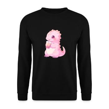 Kawaii Dinosaure Boissons Boba Bubble Tea Chibi - Sweat-shirt Unisexe - noir - Devant - Alina (178cm) & Michal (187cm)