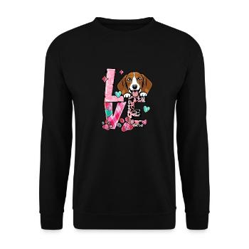 Beagle Hund Ich liebe meinen Hund Valentinstag - Unisex Pullover - Schwarz - Vorne - Alina (178cm) & Michal (187cm)