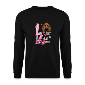 Bluthund Hund Ich liebe meinen Hund Valentinstag - Unisex Pullover - Schwarz - Vorne - Alina (178cm) & Michal (187cm)