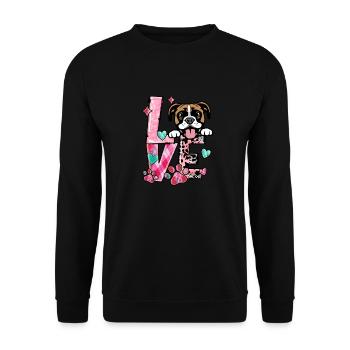 Chien Boxer J’aime Mon Chien Saint Valentin - Sweat-shirt Unisexe - noir - Devant - Alina (178cm) & Michal (187cm)