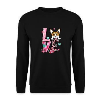 Corgi Dog J’aime mon chien Saint Valentin - Sweat-shirt Unisexe - noir - Devant - Alina (178cm) & Michal (187cm)