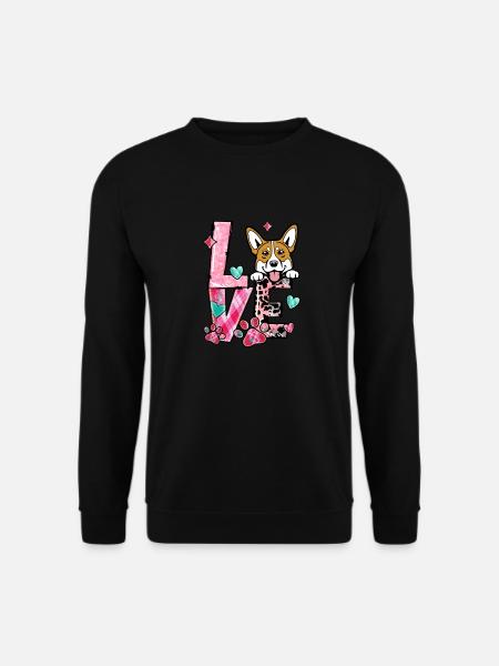 Corgi Hund Ich liebe meinen Hund Valentinstag - Unisex Pullover - Schwarz