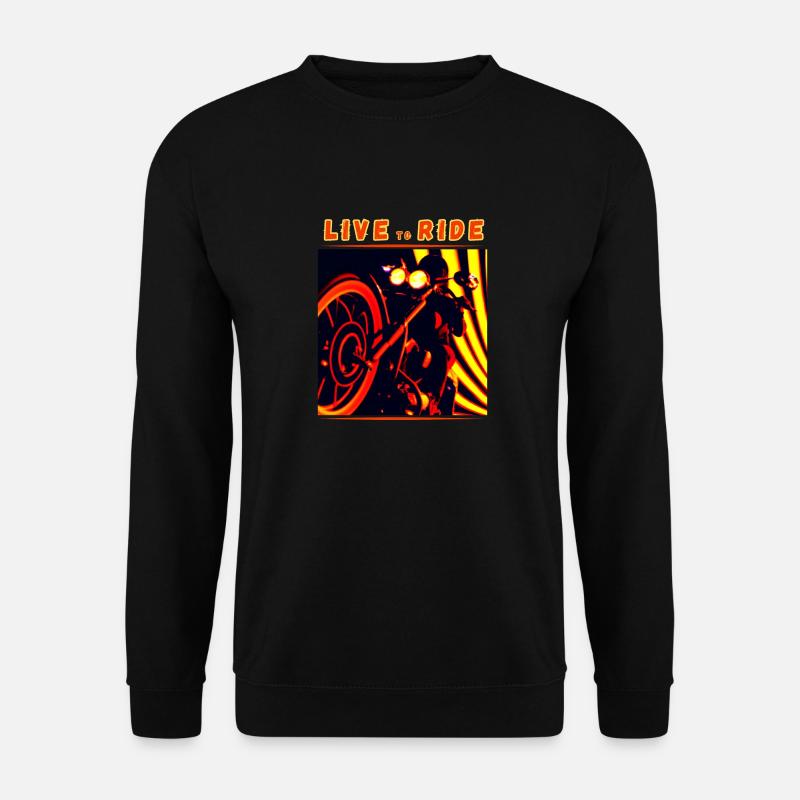 Rider and motorcycle from below - modern outline - Unisex Sweatshirt - black