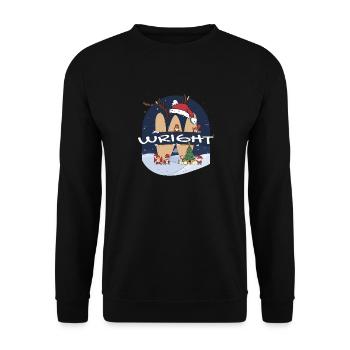 Impressionnant nom de Wright w chapeau de père Noël dans le thème de Noël - Sweat-shirt Unisexe - noir - Devant - Alina (178cm) & Michal (187cm)