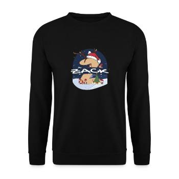 Awesome Zack Name w Santa Hat in Xmas Theme - Unisex Sweatshirt - black - Front - Alina (178cm) & Michal (187cm)