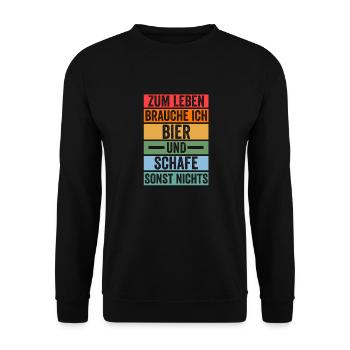 Bier Schaf Schäferei Bauer Landwirt Bauernhof Scha - Unisex Pullover - Schwarz - Vorne - Alina (178cm) & Michal (187cm)