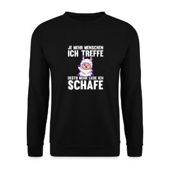 Schaf Schäfer Schäferei Bauer Landwirt Bauernhof S - Unisex Pullover - Schwarz - Vorne - Alina (178cm) & Michal (187cm)