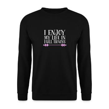Je profite de ma vie dans les trains Denglisch - Sweat-shirt Unisexe - noir - Devant - Alina (178cm) & Michal (187cm)