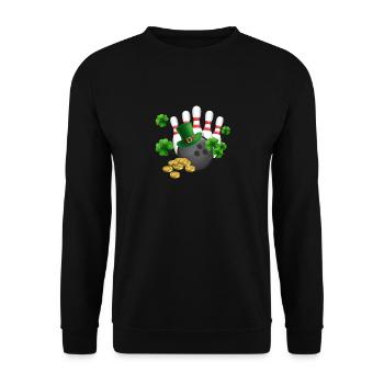 Funny Bowling Balls Shamrock Leprechaun - Unisex Sweatshirt - black - Front - Alina (178cm) & Michal (187cm)