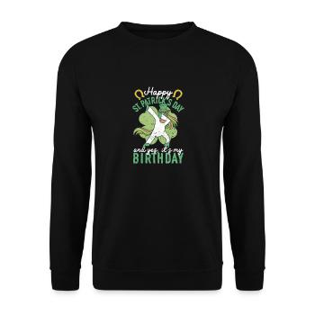 Happy St. Patrick's Day and yes my birthday dab - Unisex Sweatshirt - black - Front - Alina (178cm) & Michal (187cm)