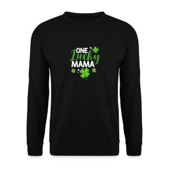 Eine glückliche Mama St. Patricks Day Kleeblätter - Unisex Pullover - Schwarz - Vorne - Alina (178cm) & Michal (187cm)