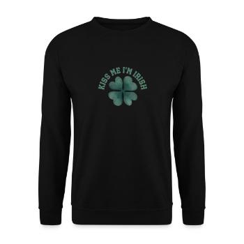Kiss Me I'm Irish Funny Lucky Shamrock Saint - Unisex Pullover - Schwarz - Vorne - Alina (178cm) & Michal (187cm)