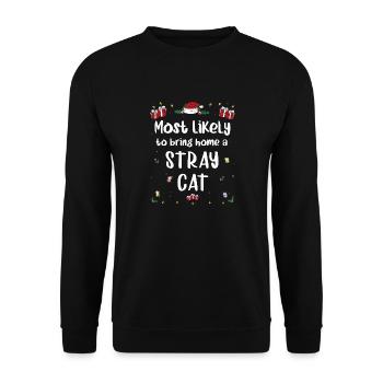 Am ehesten wird man Weihnachten mit einer streunenden Katze nach Hause bringen - Unisex Pullover - Schwarz - Vorne - Alina (178cm) & Michal (187cm)