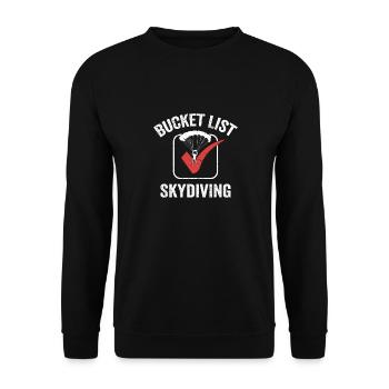 Bucket List Skydiving Parachute Skydiver - Unisex Pullover - Schwarz - Vorne - Alina (178cm) & Michal (187cm)