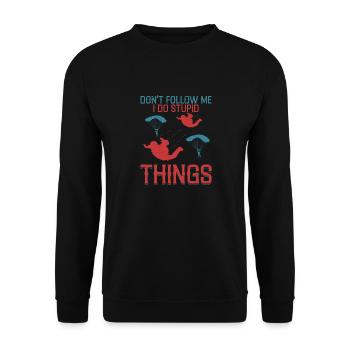 Ne me suis pas, je fais des choses stupides Parach parachutiste - Sweat-shirt Unisexe - noir - Devant - Alina (178cm) & Michal (187cm)