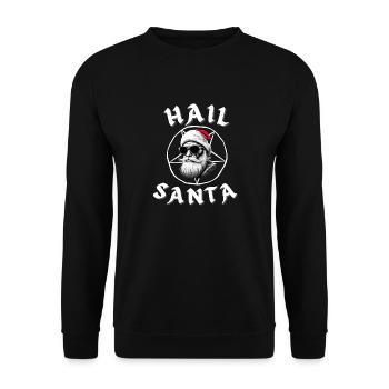 Heil Weihnachtsmann Lustige Alternative Gothic Weihnachten Design - Unisex Pullover - Schwarz - Vorne - Alina (178cm) & Michal (187cm)