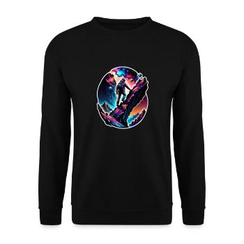 Klettern - Mond - Weltraum - Unisex Pullover - Schwarz - Vorne - Alina (178cm) & Michal (187cm)