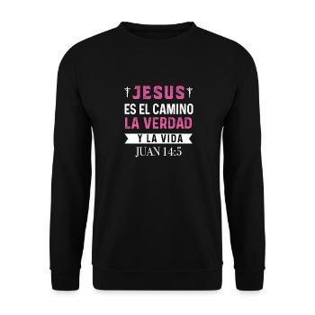Camiseta Cristiana Para Mujer En Espanol Spanish - Unisex Sweatshirt - black - Front - Alina (178cm) & Michal (187cm)