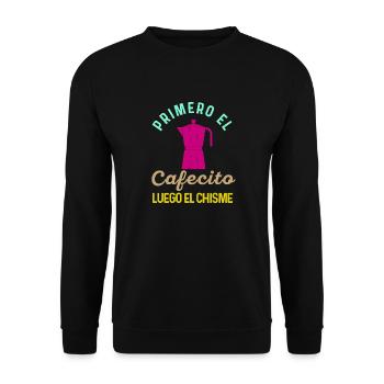 Funny Spanish Shirts Cafecito Cafe Espanol - Unisex Sweatshirt - black - Front - Alina (178cm) & Michal (187cm)