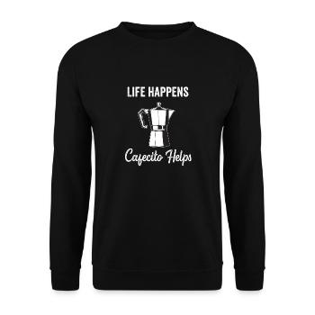 Funny Spanish Shirts Cafecito Cafe Espanol - Unisex Sweatshirt - black - Front - Alina (178cm) & Michal (187cm)