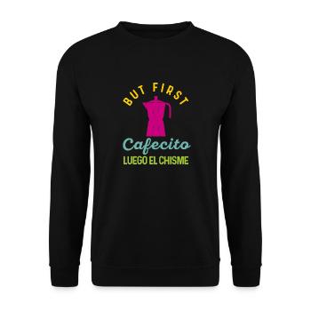 Funny Spanish Shirts Cafecito Cafe Espanol - Unisex Sweatshirt - black - Front - Alina (178cm) & Michal (187cm)