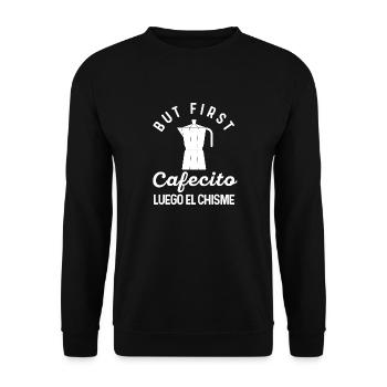 Funny Spanish Shirts Cafecito Cafe Espanol - Unisex Sweatshirt - black - Front - Alina (178cm) & Michal (187cm)