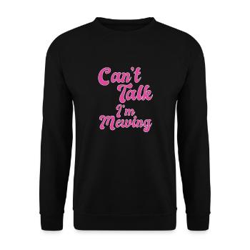 Drôle Meme Ne Peut Pas Parler En Miaulant La Langue Faciale - Sweat-shirt Unisexe - noir - Devant - Alina (178cm) & Michal (187cm)