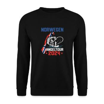 Norwegen Angeltour 2024 Angeln in Norwegen - Unisex Pullover - Schwarz - Vorne - Alina (178cm) & Michal (187cm)