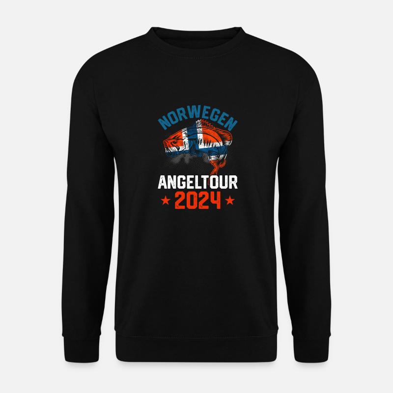 Norwegen Angeln Angelurlaub 2024 Angeltrip - Unisex Pullover - Schwarz