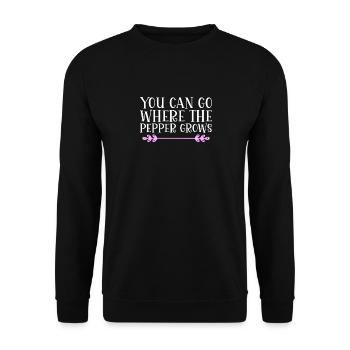 You can go where the pepper grows. Denglish - Unisex Sweatshirt - black - Front - Alina (178cm) & Michal (187cm)