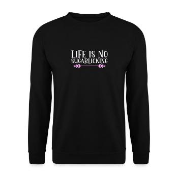 Life is no sugarlicking. Denglish - Unisex Sweatshirt - black - Front - Alina (178cm) & Michal (187cm)