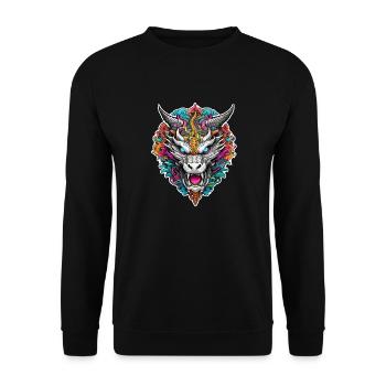 Asiatischer Drache - Japan - Chinesisch - Unisex Pullover - Schwarz - Vorne - Alina (178cm) & Michal (187cm)